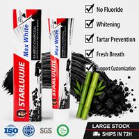 Dentifrice blanchissant au charbon naturel 100g, sans fluor, menthe naturelle, marque privée, personnalisable pour hôtels et usage domestique, en stock