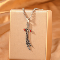 Nouveau Collier Épée Zulfiqar 2026 en Acier Inoxydable, Pendentif Scimitar Imam Ali avec Zircon, Bijoux Calligraphie Arabe Islamique