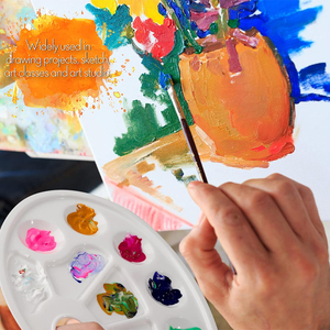 Palette de plateaux de peinture à l'aquarelle en plastique blanc, Design de 10 puits avec trou pour le pouce - Product Image 6