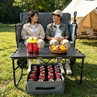 Chariot de camping pliable mini, chariot de pique-nique et de courses, chariot à roulettes pivotantes en métal durable et résistant à la rouille