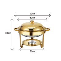 Ensemble de buffet multifonctionnel de luxe moderne en acier inoxydable doré rond de 6 L pour restaurants et services de traiteur
