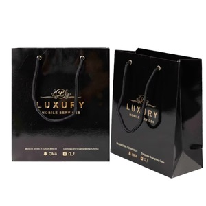 Bolsas de Papel Personalizadas, para Regalo, Negras, para Perfumes, Relojes, Joyería, Gafas, Piedras Preciosas, Laminados, Pequeñas, Empaque, Compras - Product Image 4