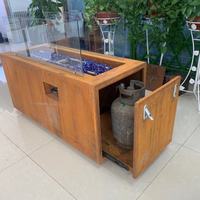 Meubles de jardin en métal, 2 pièces, moderne, table de foyer en acier, arrière-cour, propane