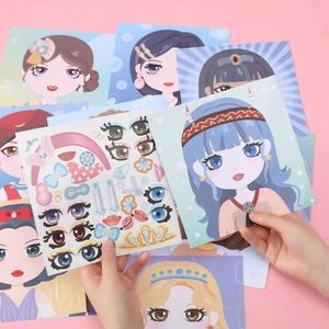 Libro de Pegatinas con Caras de Chicas Lindas, Autoadhesivas, para Cambiar de Maquillaje, Rompecabezas, Papelería, Regalo para Estudiantes, Hecho de Papel Offset - Product Image 6