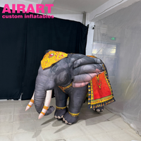 Adorable costume d'éléphant gonflable pour spectacle sur scène, ballon d'éléphant indien pour défilé et décoration de festival