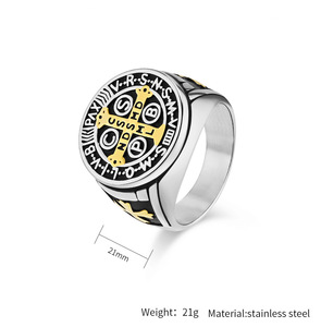 แหวนสไตล์เรโทร ลายกากบาท วัสดุสแตนเลส ดีไซน์เฉพาะตัว แนวพังก์ สำหรับผู้ชาย - Product Image 2