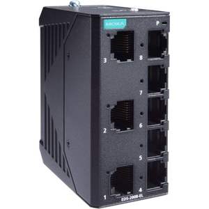 Moxa EDS-2008-EL-T Switch Industrial Sin Administración para Riel DIN, 8 Puertos Ethernet - Product Image 1