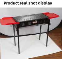 Barbecue à charbon japonais portable d'extérieur, pliable, coupe-vent, en acier inoxydable poli, à double aile, de taille moyenne et grande