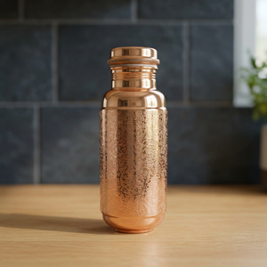 Premium Etched Pure Copper Water Bottle 1300ml Floral Arabesque Pattern Ayurvedic Flask Mirror Polished Sports Metal <b>Drinkware</b> - Product Image 1