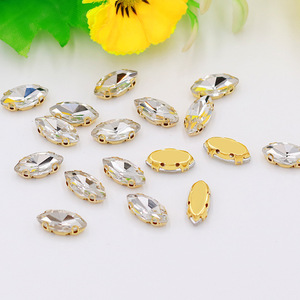 Cristaux de réglage de griffe d'or de Navette d'oeil de 4*8mm, décor lâche cousu sur le strass - Product Image 2