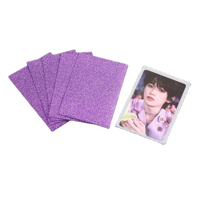 Holographic Silver Flash Effects Matte Premium Thickness KPOP Hologram Photo Card Sleeves Trading Card Sleeves for Collect