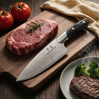 Nouveauté : Couteau de chef en acier Damas avec manche en G10 noir, 8 pouces, fabrication sur mesure, couteau de cuisine pour découper la viande