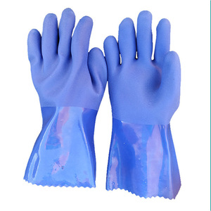 Chunlei 906 Blue <b>Rubber</b> Work Gloves Frosted Non-Slip Oil Resistant Acid Alkali Proof Safety Gloves - Product Image 1