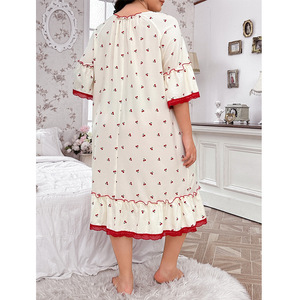 Pigiama <span class=keywords><strong>da</strong></span> donna <span class=keywords><strong>taglie</strong></span> forti SMOOTH, nuovo stile primavera/estate, con bordo in pizzo, <span class=keywords><strong>camicia</strong></span> <span class=keywords><strong>da</strong></span> <span class=keywords><strong>notte</strong></span> con fiori di ciliegio - Product Image 3