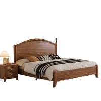Nouveau lit queen-size en bois massif de style chinois vintage, tête de lit incurvée en bois, cadre en bois massif robuste, lit plateforme pour chambre à coucher, pour usage domestique