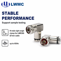 Connecteur mâle LWMC N à angle droit pour câble LMR300 et câble de 7 mm jusqu'à 6 CHz VSWR 1.3 Max