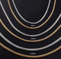 Collier en chaîne à mailles rondes en acier inoxydable poli miroir, ne se décolore pas