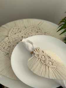 Rond de serviette en macramé fantaisie dernier porte-serviettes fait main Boho décor de table - Product Image 3
