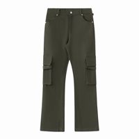 Pantalon cargo noir unisexe tendance streetwear, micro-évasé, empilé, en toile respirante, avec bretelles, pour hommes et femmes
