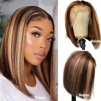 Perruques Courtes Bouclées Bob HD à Dentelle Frontale, Meilleures Ventes, Douces, Naturelles, Volumineuses et Lisses, en Fibre Haute Température Brésilienne et Vietnamienne