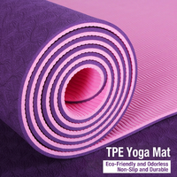 Tapis de yoga TPE antidérapant, absorbant les chocs, avec lignes de guidage pour les poses, tapis d'exercice et de danse pour la maison et le studio