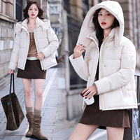 Veste en coton pour femmes grandes tailles, style coréen, épaisse et ample, nouvelle collection automne-hiver, tissu polyester, à capuche, fermeture éclair