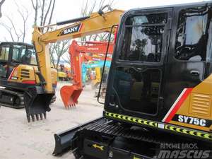 ใช้ Sany SY75C เครื่องขุดอุปกรณ์ก่อสร้างเครื่องจักรรถขุด - Product Image 2