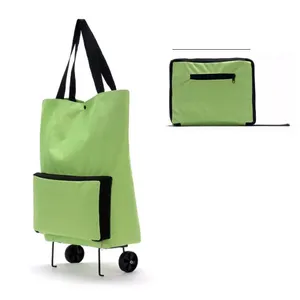 للطباعة قابلة للطي أكسفورد القماش البقالة حقيبة عربة التسوق الخضروات الفاكهة التسوق للطي الساحبة حقيبة العربة مع عجلات
