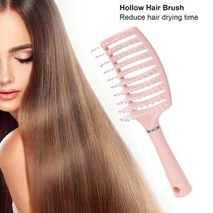 Professional Curved Vented Hair <b>Brush</b> Hollow Design Plastic Hair Comb Wet and Dry <b>Detangling</b> Massage Hair <b>Brush</b> - Product Image 4