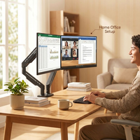 Support double moniteur de bureau réglable à 360° pour écrans de 17 à 32 pouces, capacité de 9 kg, bras double à ressort mécanique robuste