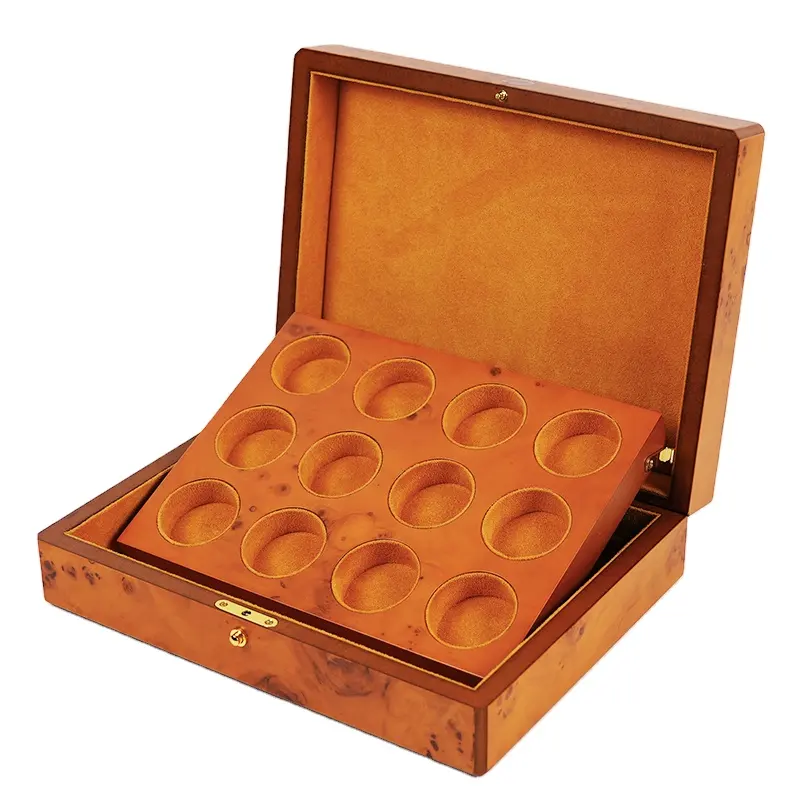 กล่องเก็บเหรียญทำจากไม้กล่องใส่ชาเบอร์ลีวู้ดกล่องใส่ของขวัญพร้อมซับในกำมะหยี่หรูหรางานตามสั่ง