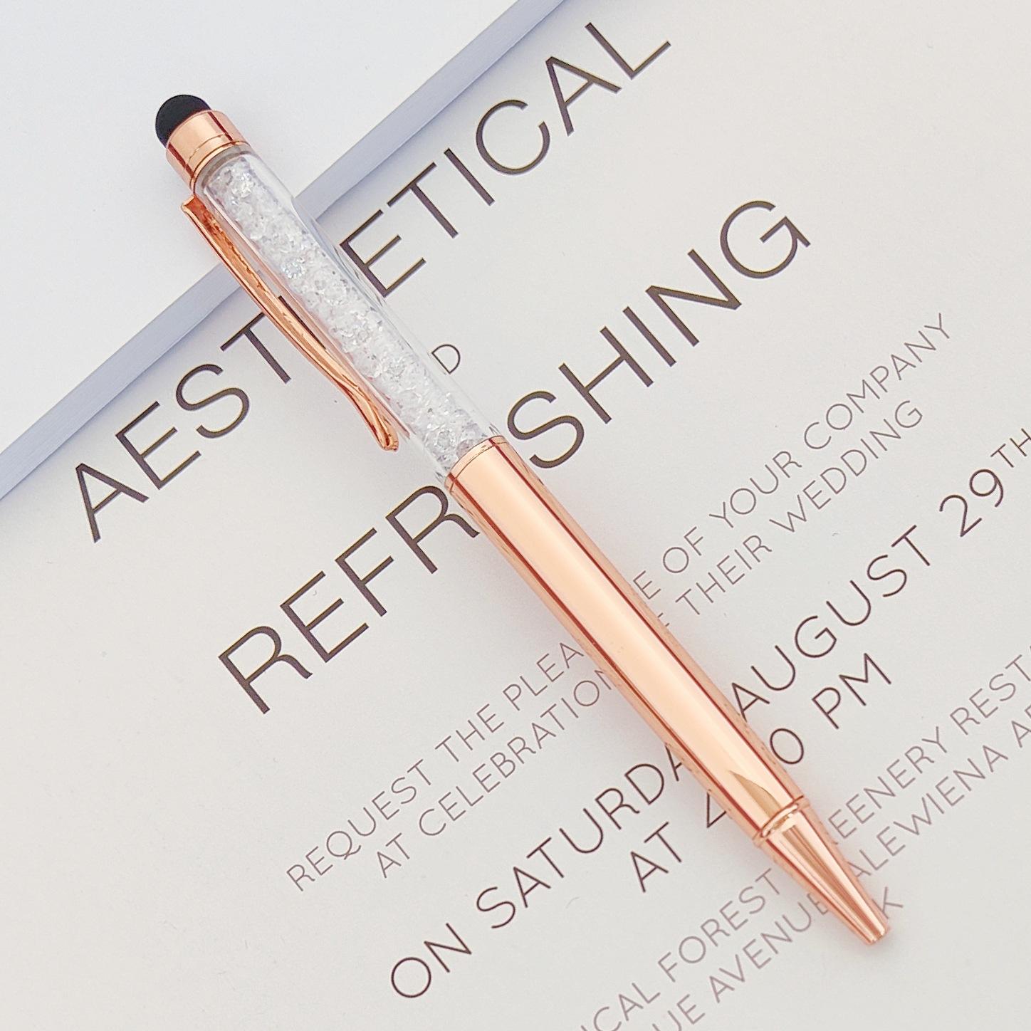 ปากกาเพชรสีขาวแบบคาพาซิทีฟสีโรสโกลด์18ด้าม