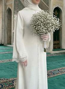 Robe <span class=keywords><strong>de</strong></span> mariée musulmane élégante en satin à traîne pour mariage - Product Image 4