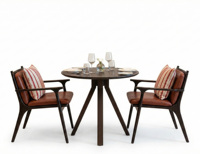 Ensemble de salle à manger élégant et contemporain en bois massif, table avec plateau en marbre, chaises de salle à manger durables, écologiques, pour hôtel
