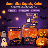 Cube souple translucide orange à paillettes pour Halloween, jouet anti-stress à presser, idéal pour les fêtes