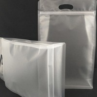 Doypack en plastique transparent, debout, avec 8 côtés, fermeture à quatre côtés, fond en forme de gousset, pochette avec fermeture éclair et poignée