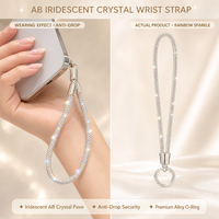 Porte-clés Bling en Strass avec Dragonne, Breloque de Téléphone en Cristal Diamant, Cordon de Sac, Pendentif pour Sac à Main, Anneau Porte-clés pour Femmes et Filles ST045-1