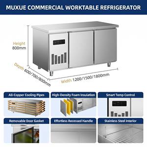 Réfrigérateur sous-comptoir en acier inoxydable, plan de travail de cuisine commerciale, congélateur 1800 mm, <span class=keywords><strong>2</strong></span> <span class=keywords><strong>portes</strong></span>, refroidissement par air, réglable - Product Image 3