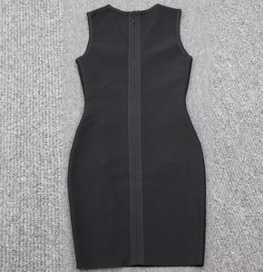 Nueva llegada señoras <span class=keywords><strong>Mini</strong></span> Moda Para vestido de vendaje verano venta al por mayor Eco-Friendly Sexy Club vestidos Deep V Metal cadena hebilla - Product Image 6
