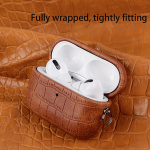 Funda Protectora Personalizada Retro de Piel Sintética de Cocodrilo a Prueba de Golpes con Carga Inalámbrica y Llavero Metálico para <span class=keywords><strong>AirPods</strong></span> Pro3 - Product Image 6