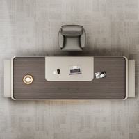 Ensemble de bureau de direction de luxe haut de gamme avec lampe de bureau, table de direction simple et moderne en bois et chaise écologique pour président