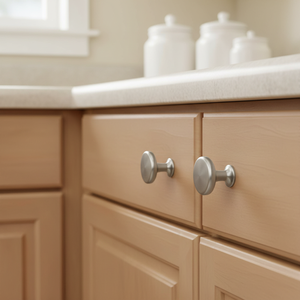 OEM Factory Brushed Nickel Zinc Alloy Mushroom <strong>Knob</strong> Easy Installation Cabinet Furniture Wardrobe Dresser Bedroom Bathroom Drawer - Product Image 2