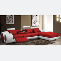 Canapé d'angle en cuir véritable, modulable et fonctionnel, design créatif, mobilier de luxe confortable