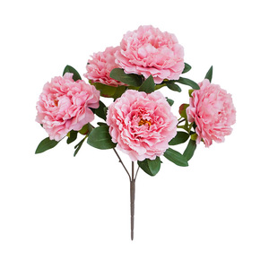 Flores de Peonía Artificiales Ruilisi, 5 Cabezas, Flor de Seda Blanca, Decoración para Bodas y Hogar - Product Image 5