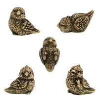 Ornement en laiton en forme d'oiseau, objet porte-bonheur ludique pour les savants, décoration de table à thé, entrée ou bureau, finition bronze vieilli, Chine
