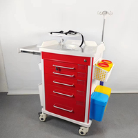 Carrito de Emergencia Médico ABS con Cerradura Central y Cajones para Uso en Hospitales y UCI