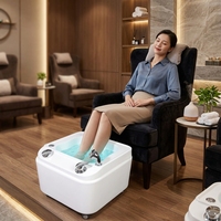 Chaise de pédicure de luxe moderne en acrylique pour salon de beauté et onglerie, avec jets mobiles et lumières LED, spa pour les pieds et drain, modèle YO-T098