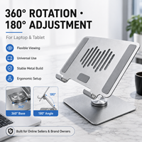 Support de tablette réglable rotatif à 360 degrés en alliage d'aluminium pour tablettes et smartphones de 4 à 13 pouces, support de bureau robuste pour