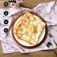 Serviettes de cuisine à imprimé floral multicolore, motif marguerite et hortensia, serviettes douces et absorbantes pour la cuisine et la salle de bain, logo personnalisé