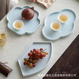 Ceramic Auspicious Cloud Teapot Stand <b>Large</b> Begonia Fruit Platter Porcelain <b>Serving</b> <b>Tray</b> Residential Use - Product Image 5